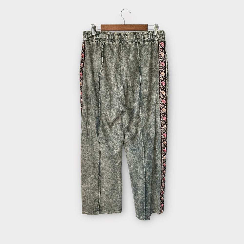 Aratta Silent Journey Juliette Wide Leg Embroidered Stone Wash Trouser Pants - Picture 2 of 9